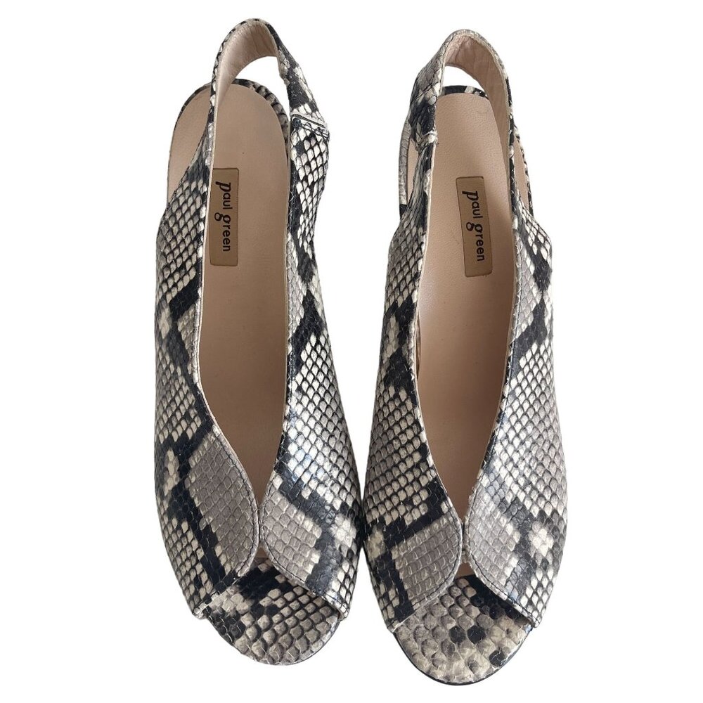 Paul Green Avanti Snake Print Peep Toe Slingback Heels, UK 6 (US 8.5) NWOB - Picture 4 of 9